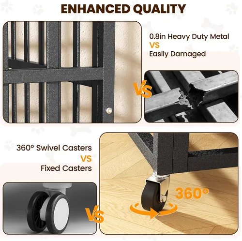 Miniatura 4 de Jaula para Perros Indestructible de Servicio Pesado de 38 pulgadas con Bandejas Removibles, Puerta Doble a Prueba de Escape para Perros con Alta