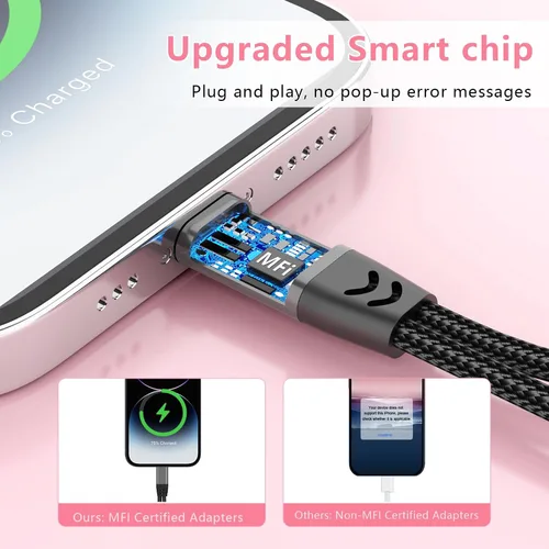 Miniatura 4 de Divisor de cable magnético 2 en 1 para iPhone a conector de audio Lightning dual para auriculares y cargador, adaptador de convertidor