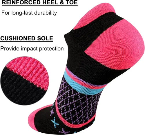 Miniatura 4 de Eallco Calcetines deportivos para mujer con suela acolchada, 6 pares