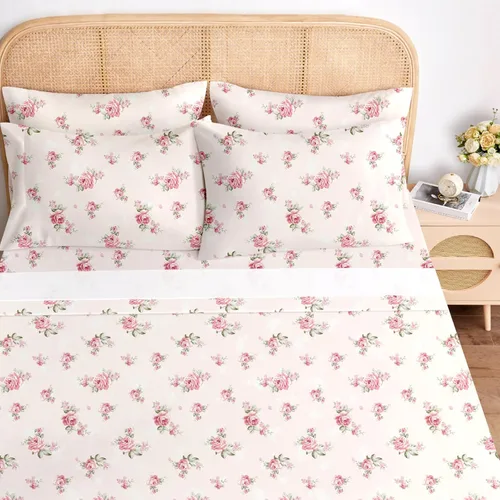 Miniatura 2 de BYSURE - Juego de sábanas para cama de tamaño Queen, 6 piezas (rosa floral), sábanas con patrón botánico de estilo cabaña, ropa de cama de Flor