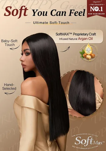 Miniatura 5 de TRIIPPY Paquetes de Cabello Humano Lacio, 100% Cabello Camboyano Crudo Tejido para Coser 3 Paquetes, Triple la Vida Útil Sobre el Paquete de Cabello