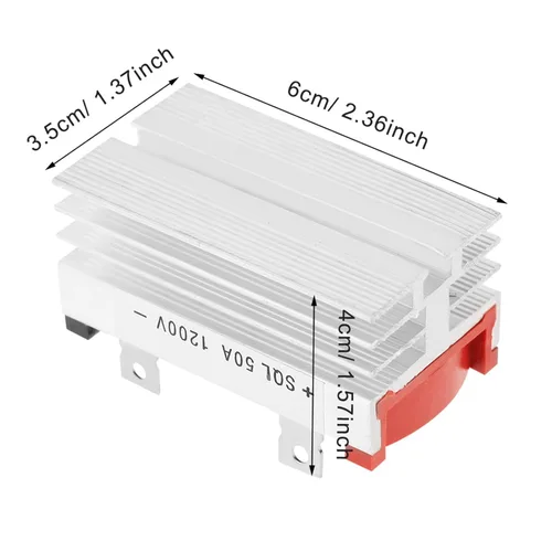 Garosa Juego de 2 rectificadores de puente de 3 fases - Módulo de diodo de alta potencia 50A 1200V con disipador de calor de aluminio para uso