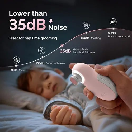 Miniatura 4 de MelodySusie PC20F - Kit de lima de uñas eléctrica para bebé, recargable y seguro, con luz nocturna, funcionamiento silencioso para recién nacidos