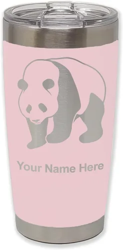 Miniatura 14 de LaserGram Vaso aislado al vacío de 20 onzas, oso panda, grabado personalizado incluido (negro)