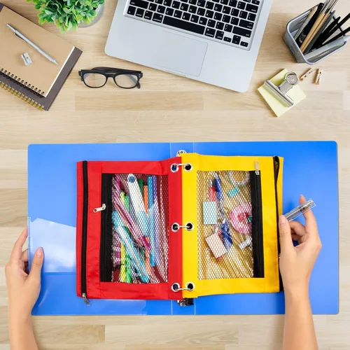 Miniatura 6 de IKAYAS Paquete de 12 Estuches para Lápices para Carpeta de 3 Anillos a Granel, Estuche para Lápices con Cremallera, Estuches para Lápices, Bolsas