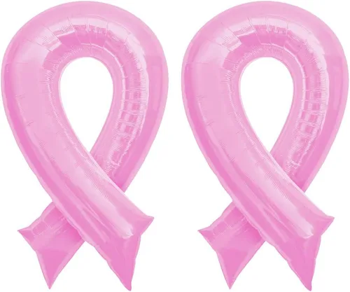 Miniatura 4 de Artisan Owl Globo de aluminio jumbo de 36 pulgadas con cinta rosa para concientización sobre el cáncer de mama para eventos de recaudación de fondos