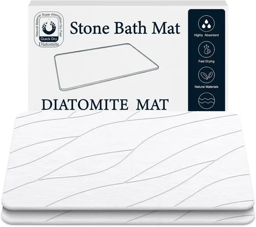 Miniatura 11 de Tapete de baño de piedra de diatomeas antideslizante, plegable para baño, secado rápido, súper absorbentes, tierra de diatomeas, de 24 x 16 Gris