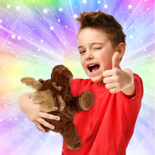 Miniatura 2 de DolliBu - Peluche de alce ponedor, suave peluche abrazable, adorable regalo de vida silvestre para niños y adultos, 9.5 pulgadas