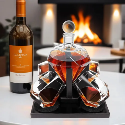 Miniatura 7 de Juego de decantador de whisky de diamante, juego de decantador de diamante con 4 vasos y 4 piedras de whisky, juego de decantador de whisky, regalo