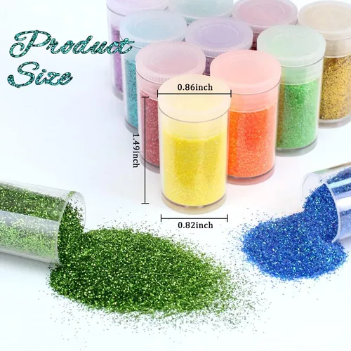 Miniatura 4 de Brillantina fina de 24 colores, para manualidades, DIY, maquillaje, para la cara o las uñas o el pelo, para los ojos o los labios, de resina