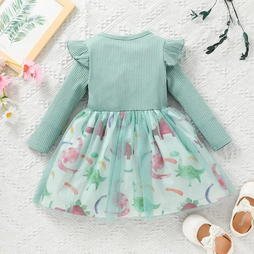 Miniatura 3 de Vestido de otoño de lino de algodón para bebé niña pequeña, con cuello de encaje y botones, tutú para pasteles