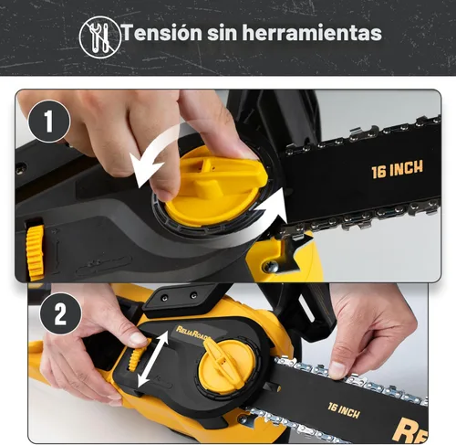 Miniatura 6 de ReliaRoads - Motosierra sin escobillas de 16 pulgadas, de 40V (2 x 20V MAX) inalámbrica con batería recargable compatible con batería DeWALT, ideal