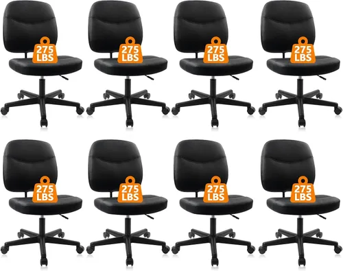 Miniatura 28 de CLATINA Silla de oficina en casa, sin brazos con ruedas, silla de escritorio pequeña de altura ajustable, sillas giratorias de trabajo de malla