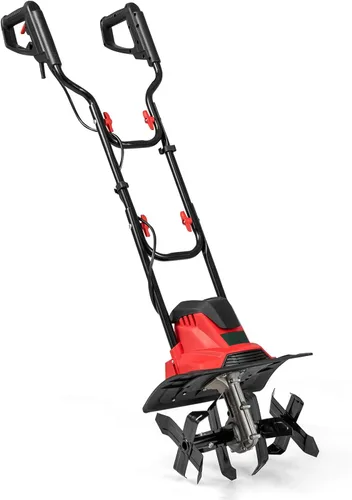 Goplus Cultivador eléctrico con cable, 10 amperios potente rotiler plegable de jardín con ancho de labranza de 14 pulgadas y profundidad de trabajo