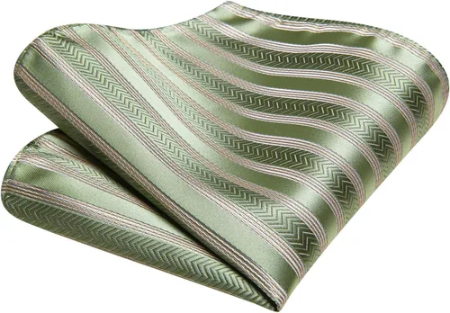 Miniatura 277 de Hi-Tie Corbatas de seda para hombre, diseño de cachemira a rayas, con bolsillo, gemelos cuadrados, conjunto formal de negocios