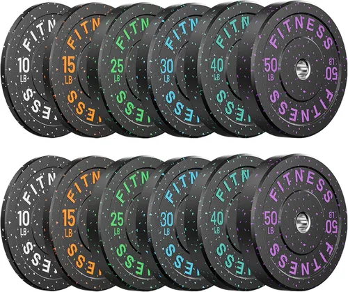 Miniatura 42 de Papababe Placas de peso, juego de placas de pesas de 2 pulgadas, placas de peso de goma protectoras para el suelo, placas de parachoques de 10 a 600