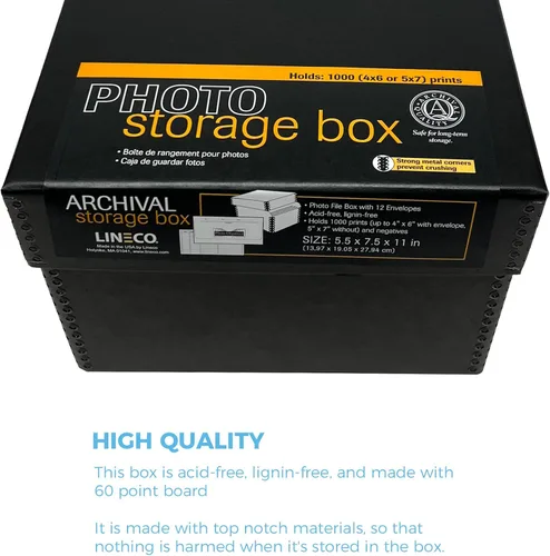 Miniatura 5 de Lineco Caja de almacenamiento de fotos de 4 x 6, con 12 sobres sin ácidos, capacidad para hasta 1000 fotos de 3.5 x 5 pulgadas o 4 x 6 pulgadas