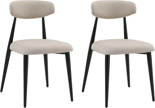 Miniatura 10 de JUSTONE Juego de 2 sillas de comedor grises, tapizadas con patas de metal negro, estilo moderno de mediados de siglo para comedor y cocina