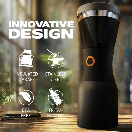 Miniatura 5 de asobu Cafetera de preparación fría, galardonada cafetera aislada de 40 onzas con jarra portátil de acero inoxidable – Ganadora número 1 del festival