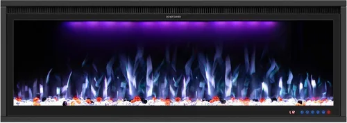 Miniatura 13 de Calentador eléctrico inteligente de 60 pulgadas de ancho, chimenea de imitación empotrada y montada en la pared con control remoto y aplicación, 13