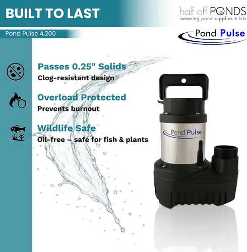 Miniatura 6 de HALF OFF PONDS Bomba de cascada sumergible Pond Pulse de 4,200 GPH – Bomba de estanque de accionamiento híbrido con cable de 30 pies – Eficiente