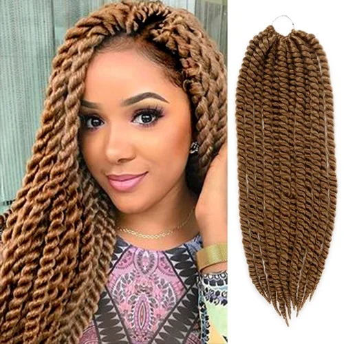 Miniatura 34 de Trenzas de ganchillo de pelo sintético auténtico doble Jumbo Senegalese Twist 12" (30)
