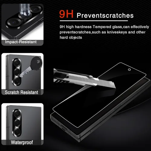 Miniatura 6 de Milomdoi Protector de pantalla de privacidad 6 en 1 para Samsung Galaxy Z Fold 7, paquete de 2 películas antiespía interiores con 2 paquetes
