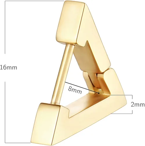Miniatura 8 de HELFNE Aretes de cartílago hechos a mano con triángulo de oro de 14 quilates para mujer de oro real pequeños aretes geométricos de plata
