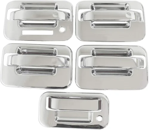 NewYall Cubierta de manija de puerta exterior cromada con teclado y cubierta de portón trasero para Ford F-150 2004-2014 exterior delantera trasera