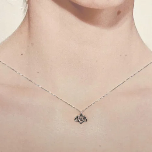 Miniatura 2 de KEVIN N ANNA Collar pequeño de plata de ley con dije de corazón infinito, 18 pulgadas