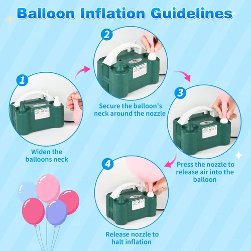 Miniatura 4 de Bomba eléctrica de globos, máquina sopladora de globos eléctrica portátil, bomba de aire de globos, boquilla doble, inflador de globos de 110 V 600
