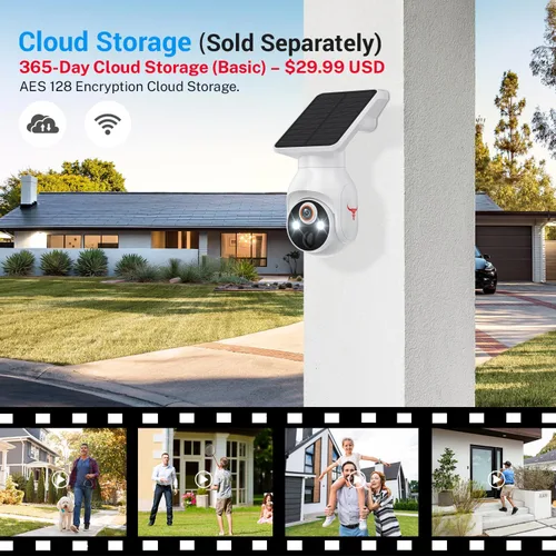 Miniatura 6 de Cámara de seguridad de 1080p inalámbrica con panel solar, detección humana AI, audio de 2 vías, visión nocturna a color, solo WiFi de 2.4G