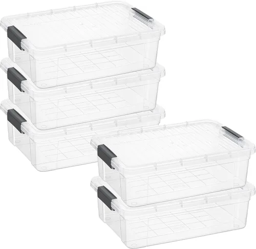 Miniatura 43 de Superio Cajas de almacenamiento transparentes con tapas, contenedores de plástico de 2.5 cuartos de galón para organizar, cajas apilables, sin BPA