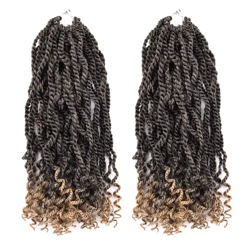 Miniatura 7 de Cabello de ganchillo para niños de 8 pulgadas, cabello de ganchillo para mujeres negras, paquete de 6 paquetes de trenzas senegalesas, extremos
