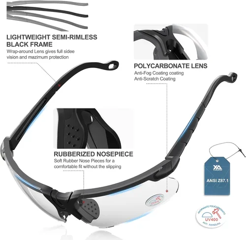 Miniatura 3 de Xaegistac Gafas de disparo con estuche Gafas de seguridad antivaho para cazadores para adultos Transparente
