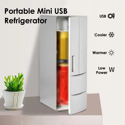 Miniatura 6 de Riloer 1 mini refrigerador USB de doble uso magnético, caliente y frío para 5 V 10 W enfriamiento 46.4-48.2 °F, calefacción 104.0-149.0 °F, plata