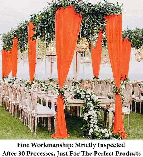Miniatura 3 de DUOBAO Cortina de gasa naranja transparente de 10 pies, 2 paneles de 29 x 120 pulgadas, cortinas de tela de gasa para ceremonia de boda, cortinas