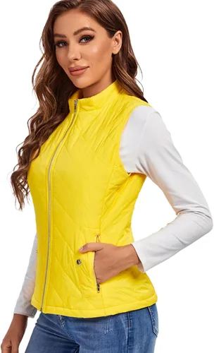 Miniatura 2 de Fuinloth - Chaleco acolchado para mujer, diseño de cuello alto, ligero, con cierre
