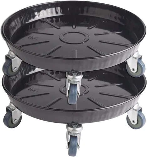 ARTLINE Soporte redondo de 10 pulgadas con ruedas bloqueables, 160 libras resistente para interiores y exteriores, maceta grande rodante con ruedas