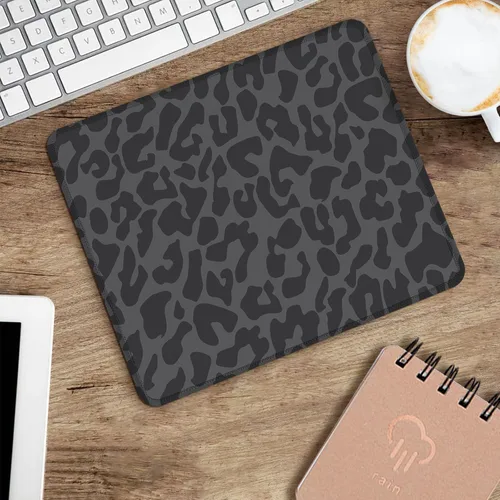 Miniatura 2 de Seorsok Alfombrilla de mouse de leopardo negro, alfombrilla cuadrada impermeable para mouse, base de goma antideslizante, para computadora portátil