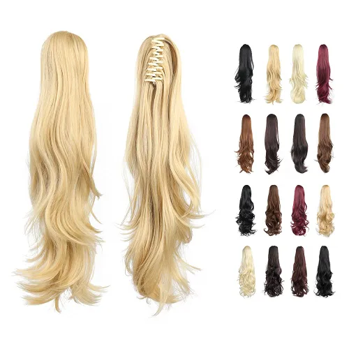 Miniatura 153 de Extensiones de cola de caballo de cabello rubio, extensiones de cola de caballo para mujer, pinza de extensiones de cabello rizado de 12 pulgadas