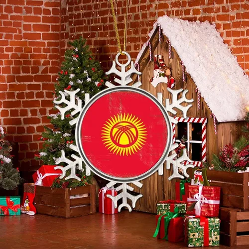 Miniatura 5 de Bandera de Kirguistán, adornos de Navidad para niños, bandera nacional, silueta de Kirguistán, decoraciones de Navidad, adornos de árbol de Navidad