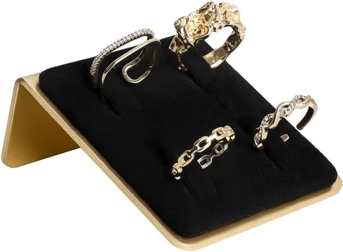 GemeShou Soporte de anillo de joyería negro para mujeres, exhibición de anillo minorista, organizador de almacenamiento de anillo de terciopelo