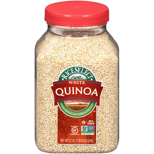 RiceSelect Quinoa blanca, grano entero, sin gluten, sin OMG, 22 onzas (paquete de 4 frascos)
