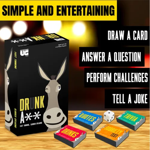 Miniatura 4 de University Games Drunk Ass Team Trivia Game, para edades de 21 años y hasta 4 o más jugadores