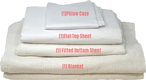 Miniatura 3 de Careoutfit Ropa de cama de hospital todo en uno en una bolsa, sábana superior, sábana inferior, funda de almohada y manta, color blanco premium