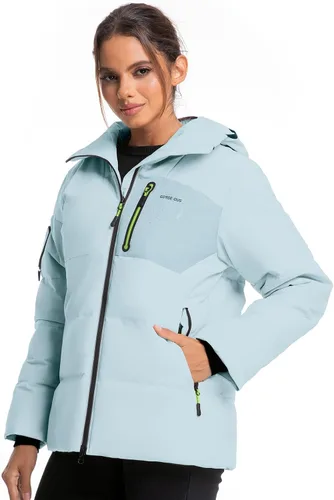 Miniatura 2 de Chaqueta aislante para mujer, resistente al viento, impermeable, con capucha, para esquí, snowboard, con múltiples bolsillos