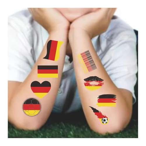 Miniatura 5 de 40 piezas de tatuajes temporales individuales de la bandera de Alemania para niños, fanáticos de la cara, calcomanías para adultos, accesorios