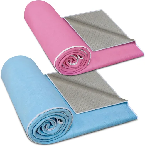 Toalla de yoga caliente antideslizante, paquete de 2 toallas de yoga gruesas y suaves, absorbentes del sudor, con punto de agarre, 72 x 26 pulgadas,