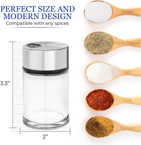 Miniatura 5 de Salero o pimentero con agujeros de vertido ajustables, dispensador de especias de acero inoxidable, perfecto para Himalaya rosa, sal de mesa